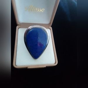 Silver vintage Ring With Blue Stone  Sz :9